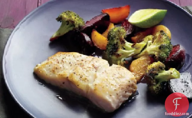 Seared Fish with Beets and Broccoli