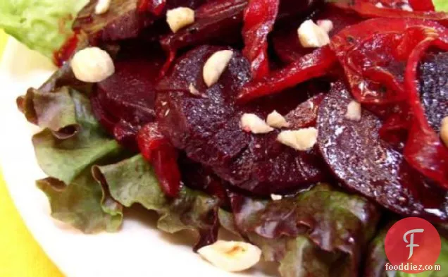Balsamic Baked Beets with Red Onions & Hazelnuts