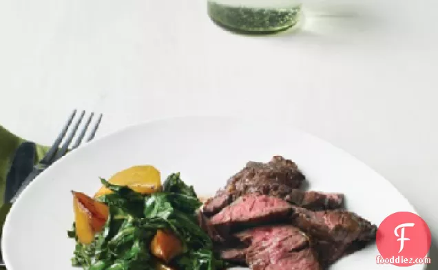 Skirt Steak with Beets and Greens