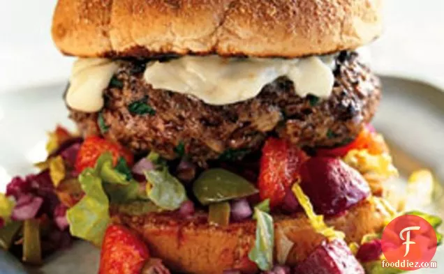 Moroccan-Spiced Lamb Burgers with Beet, Red Onion, and Orange Salsa