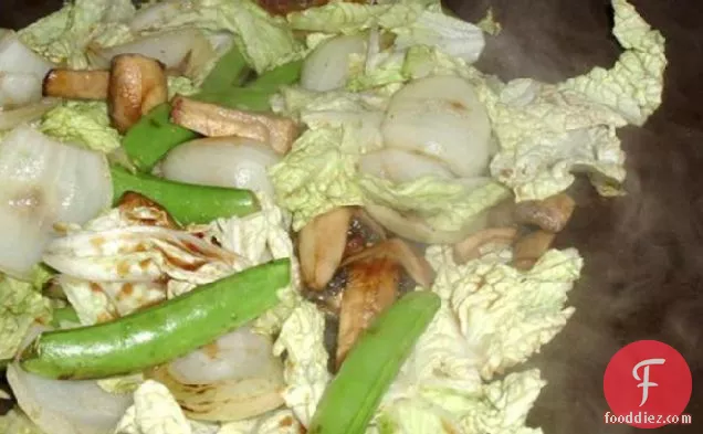 Chinese Cabbage, Snow Pea and Mushroom Stir-Fry