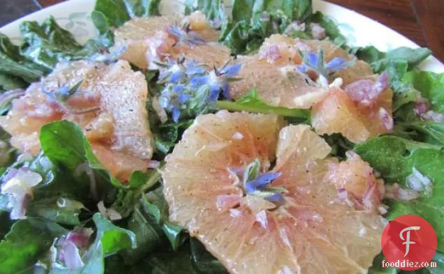 Sunset Magazine's Greens With Pink Grapefruit and Borage Flowers