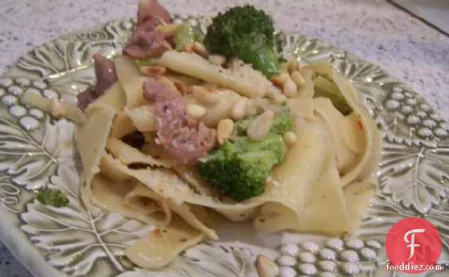 Pappardelle With Pancetta, Broccoli and Pine Nuts