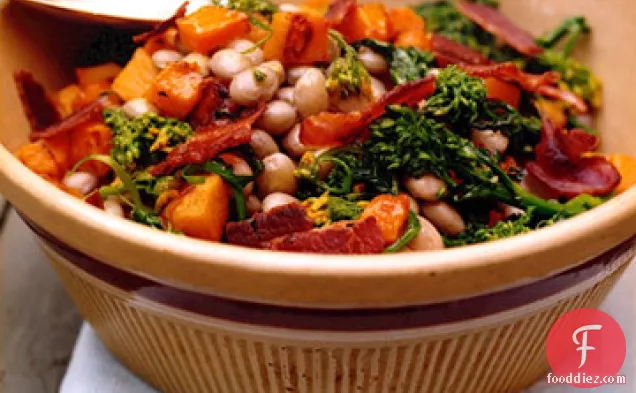 Cranberry Bean Salad with Butternut Squash and Broccoli Rabe