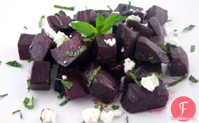 Roasted Beets With Fresh Mint And Chèvre