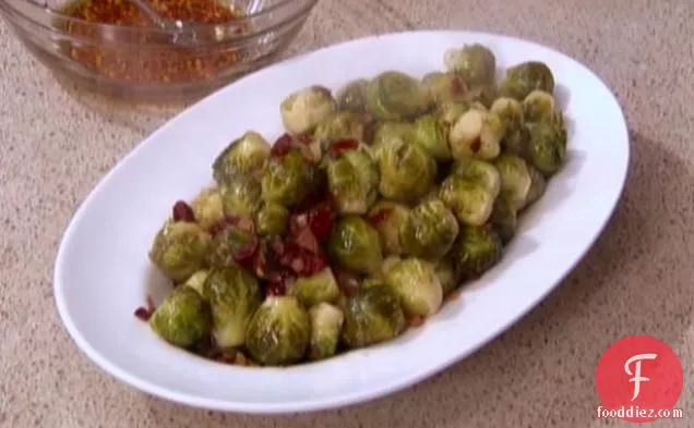 Caramelized Brussels Sprouts with Cranberries and Bacon