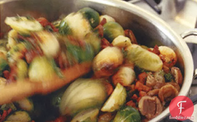 Brussels Sprouts with Chestnuts and Double-Smoked Bacon