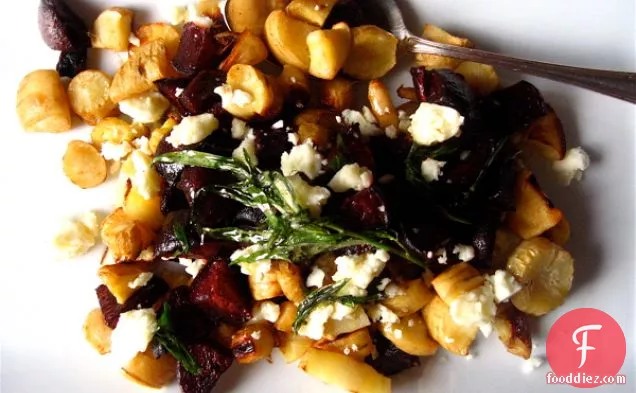 Roasted Parsnips And Beets With Sheep’s Feta And Tarragon