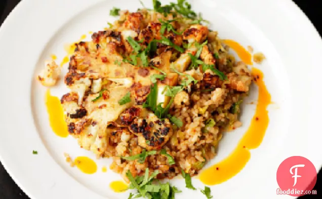 Vegan: Brussels Sprout Fried Rice with Crispy Cauliflower