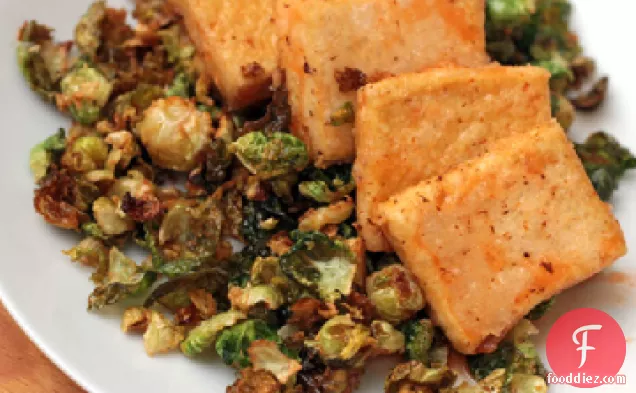 Fried Brussels Sprouts with Sriracha-Honey Sauce