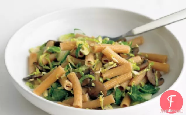 Whole-Wheat Pasta with Brussels Sprouts and Mushrooms