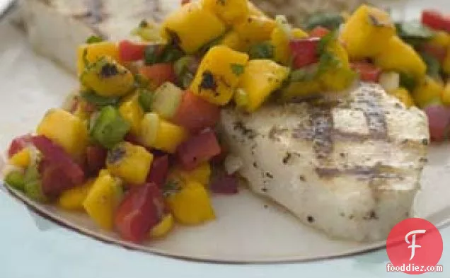 Chilean Sea Bass With Grilled Mango Salsa