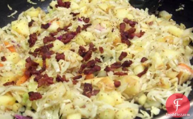 Mom's Hot Skillet Bacon Cole Slaw With Apples