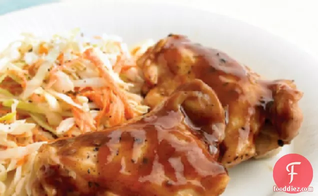 BBQ Chicken in the Microwave with Coleslaw