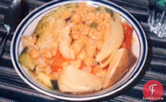 Israeli Simmered Vegetables over Spiced Couscous