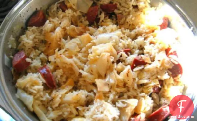 किलबासा, गोभी , और चावल रात का खाना