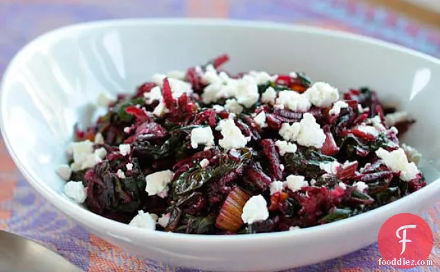 Sautéed Rainbow Chard With Raw Beets And Goat Cheese
