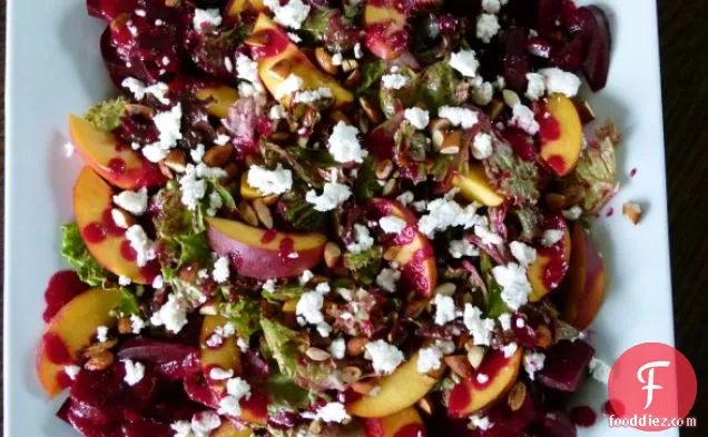Nectarine And Goat Cheese Salad With Beet Dressing