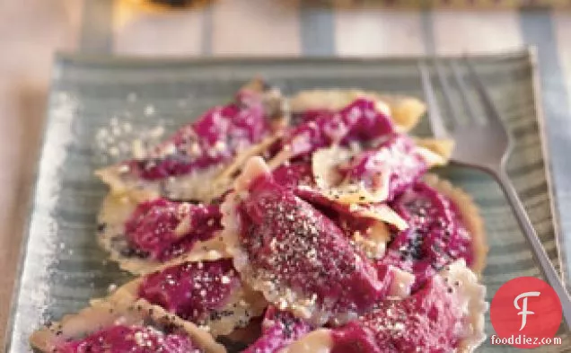 Beet Ravioli With Poppy Seed Butter