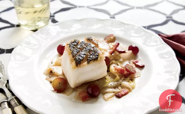 Pan-Seared Black Sea Bass with Endives and Grapes