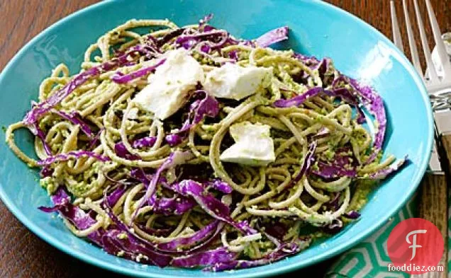 Cold Soba and Feta Salad with Edamame Pesto