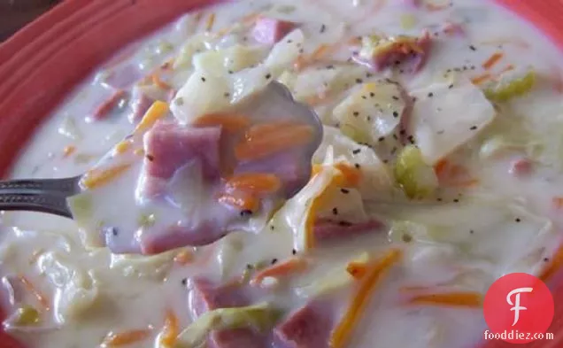 Creamy Cabbage & Ham Soup