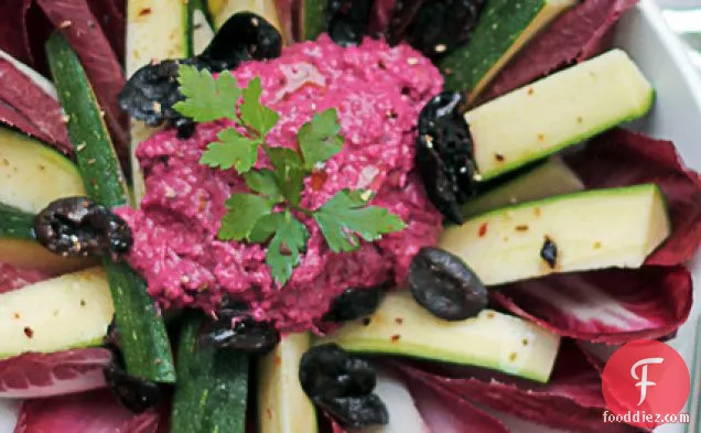 Courgettes, Red Chicory And Beetroot Cream