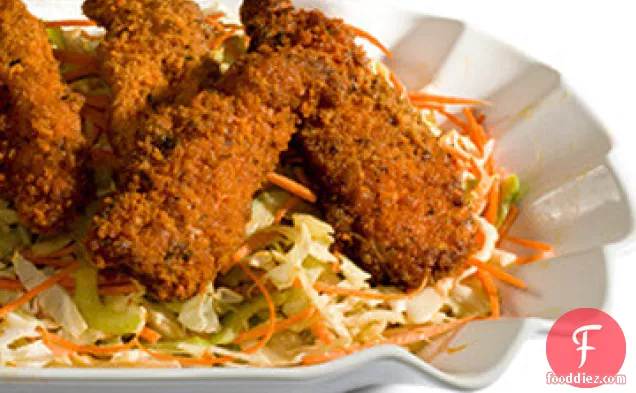 Buffalo Chicken Tenders with Blue Cheese Coleslaw Recipe