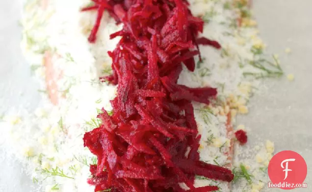 Beetroot Stained Salmon Gravadlax
