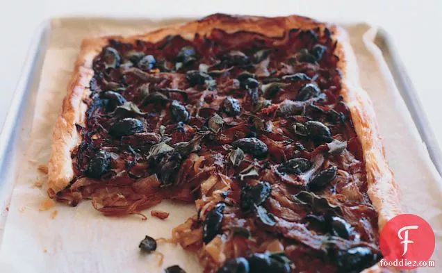 Onion, Anchovy And Olive Tart