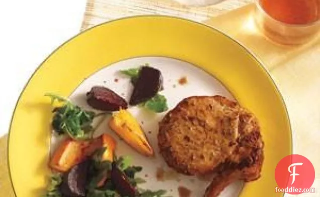 Pork Chops With Roasted Beets And Oranges