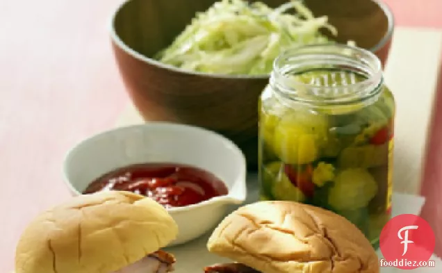 Barbecue Pork Sandwiches with Cabbage Slaw