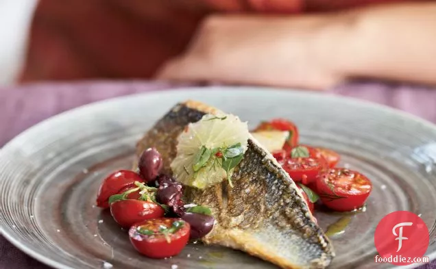 Sea Bass with Tomato and Black Olive Salsa