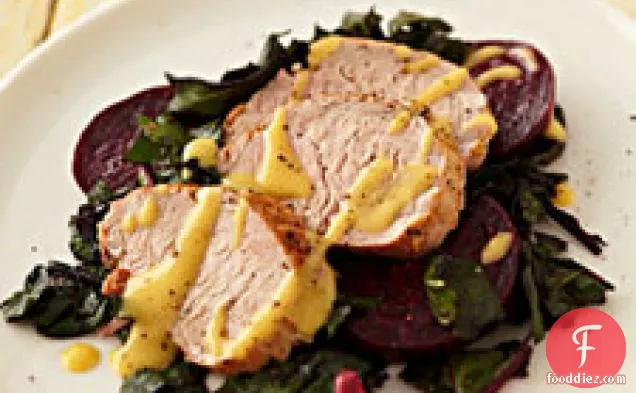 Pork Tenderloin With Roasted Beets And Greens