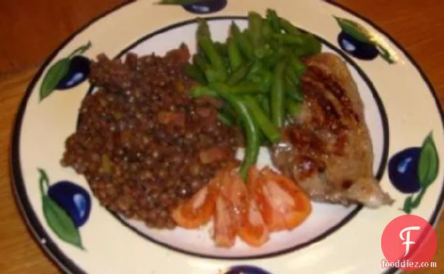 Wine-stewed Puy Lentils