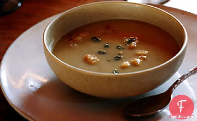 Chestnut Soup with Sourdough Sage Croutons