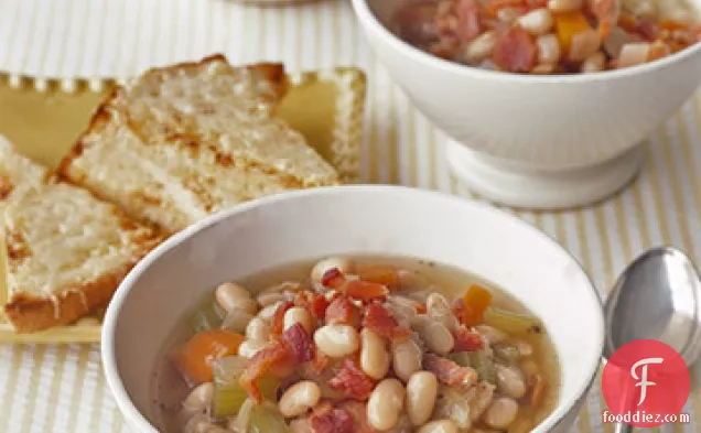 Bean and Bacon Soup with Cheese Toasts