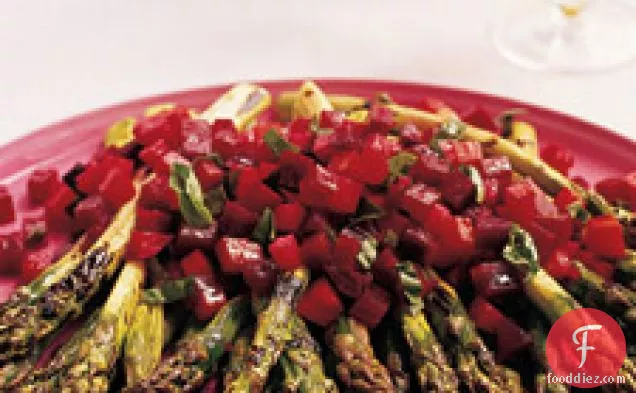 Beet And Cucumber Relish With Grilled Asparagus