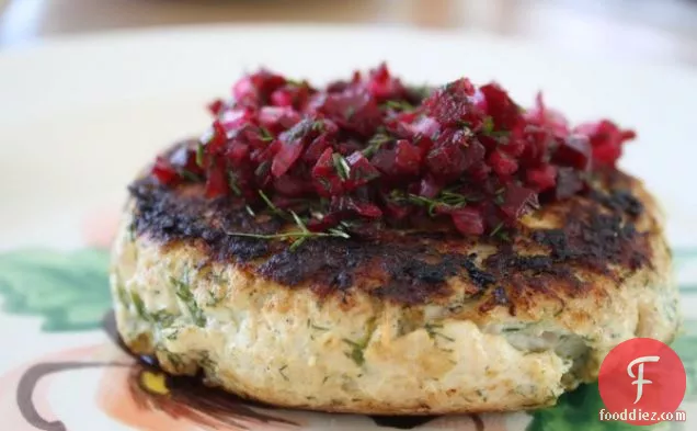 Dill Turkey Burgers With Pickled Red Onion And Beet Relish