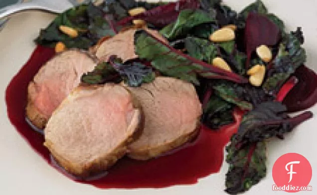 Sauteed Beet Greens With Roasted Beets And Pork Tenderloin