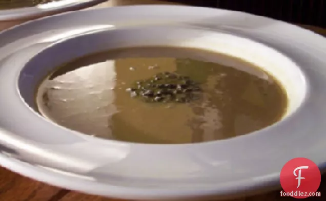 Chestnut and Sherry Soup with Truffle Garnish