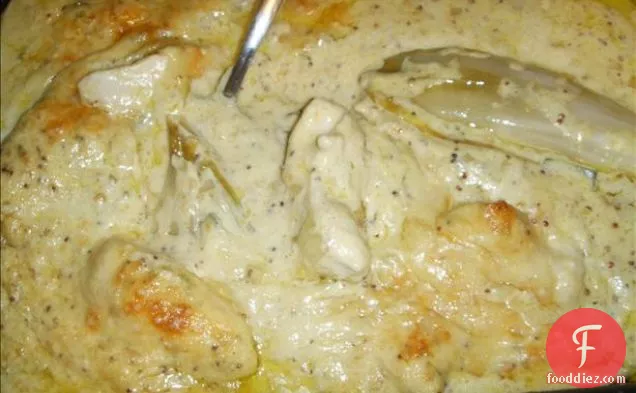 Baked Chicory/Endive With Chicken in a Sage and Mustard Sauce