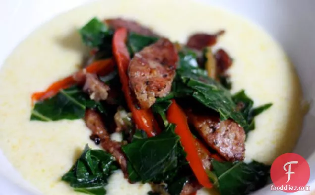 Dinner Tonight: Sautéed Andouille and Greens With Grits