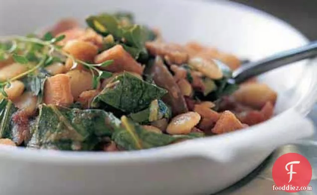 Collard Greens with Lima Beans and Smoked Turkey