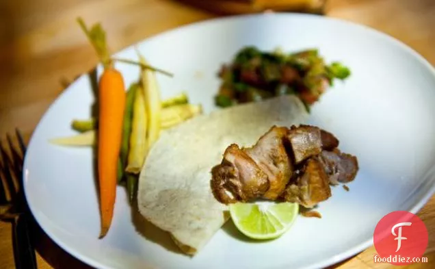 Carnitas with Spicy Pickled Vegetables and Cactus Salad