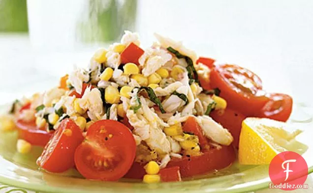 Crab, Corn, and Tomato Salad with Lemon-Basil Dressing