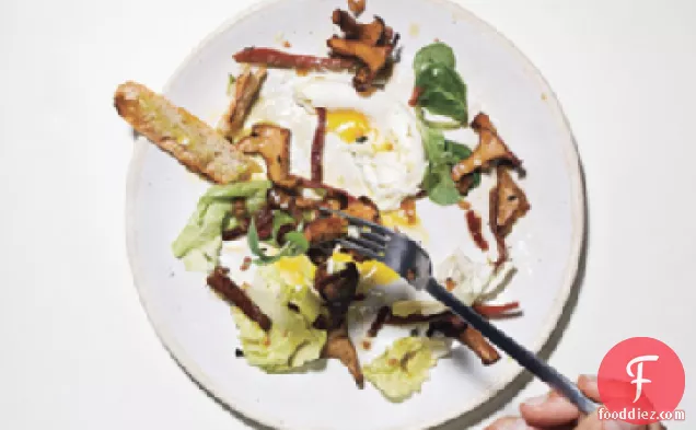 Warm Chanterelle Salad with Speck and Poached Eggs