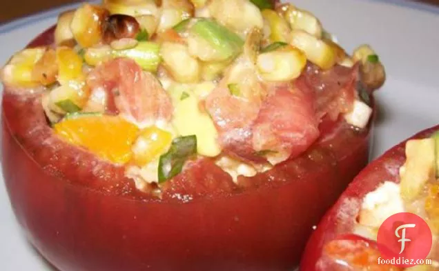 Stuffed Tomatoes With Grilled Corn Salad