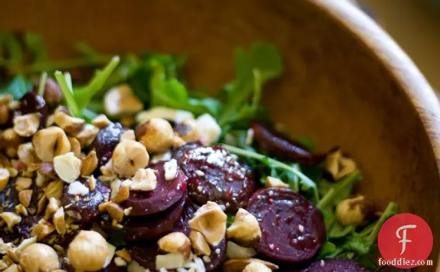 Roasted Beet And Hazelnut Salad With A Honey Balsamic Dressing