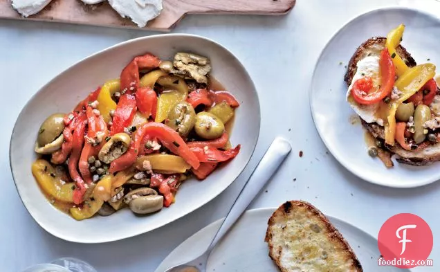 Anchovy and Roasted-Pepper Salad with Goat Cheese